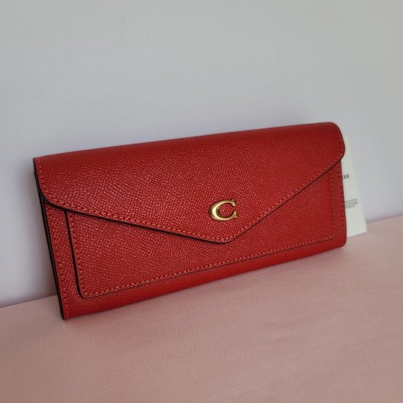 COACH Wyn Crossgrain Leather Wallet –Sport Red 🎈$121.⭐ - Picture 2 of 16